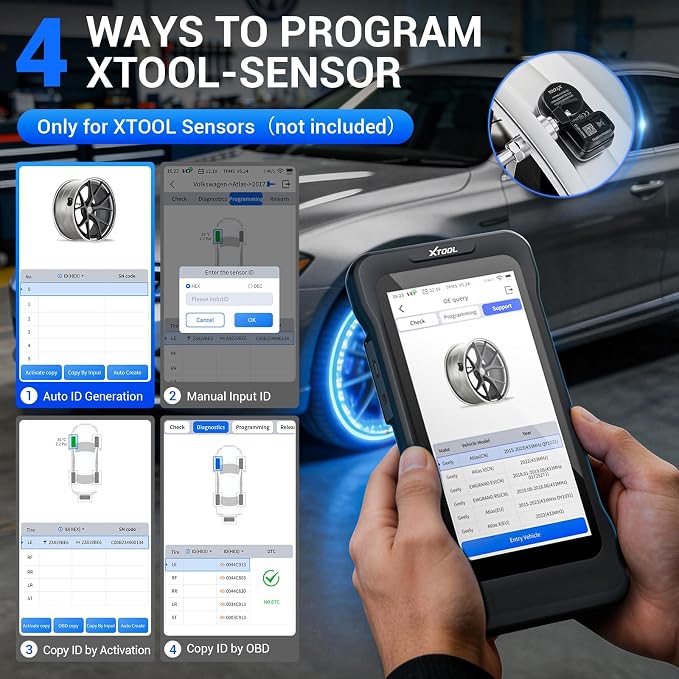 XTOOL TP380 TPMS Programming Tool & OBD2 Scanner: 2026 2-in-1 Car Diagnostic Tool, TPMS Relearn/Reset, 5 System Diagnosis, 13+ Service Functions(Oil/BMS/ABS), Lifetime Free Updates, No Subscription