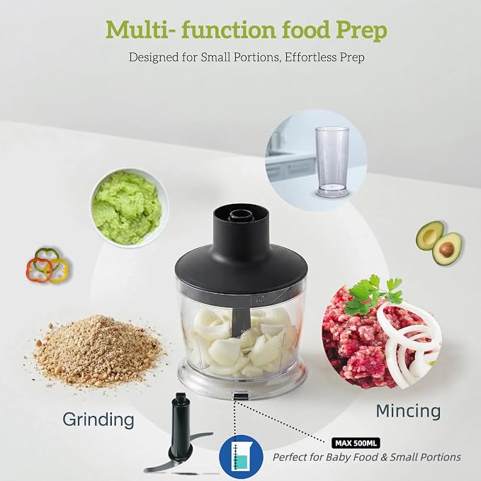 9 in 1 Immersion Blender for Dicer, Slicer, Shredder, Anti-Splash Stick Blender for Smoothies, Baby Food, Meat, Salad, Vegetable Chopper, Potato Masher