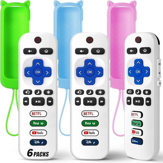 (Pack of 3) Replacement Remote Only for Roku TV with Soft Silicone Protective Cover (Glow in The Dark), Universal Remote for TCL/Onn/Hisense/Sharp/Element/Philips Roku Smart TV (Elegant White)