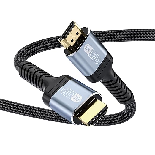 10K 8K 4K HDMI 2.1 Cable 8ft, 48Gbps Ultra High Speed HDMI Cable Braided Cord-8K@60Hz 4K@120Hz, Dynamic HDR, eARC, HDCP 2.2&2.3, 3D, for TV/Laptop/Monitor/PS5/Xbox/Projector/Entertainment/Sound System