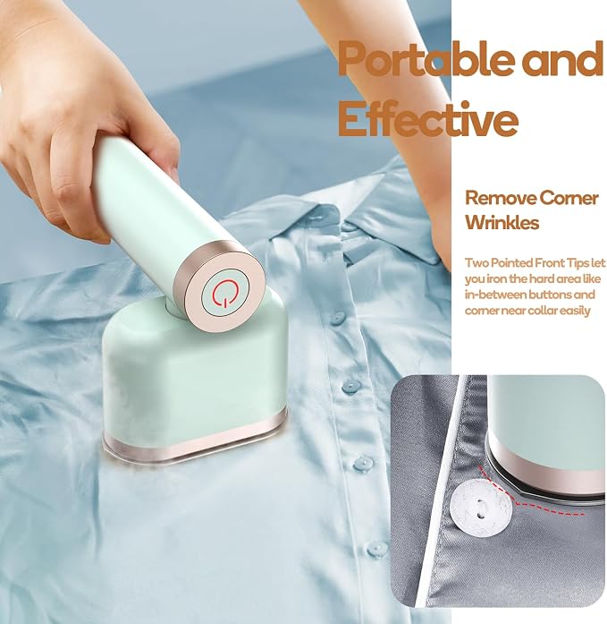 Newbealer Rotatable Steam Iron, 1200W Garment Wrinkle Remover, 120V (Green) | 302°F Steamer for Clothes, 2 Steam Levels, Horizontal and Vertical Steaming, Dry Ironing, 15s Heat Up, for Home/Hotel/Laundry