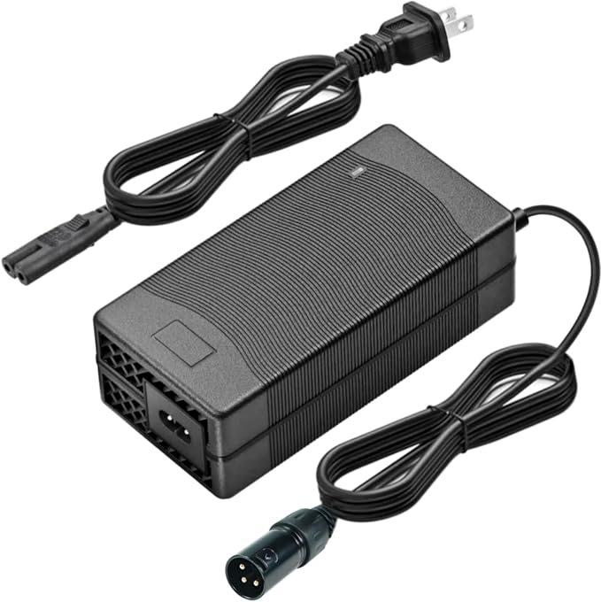 24V (29V) 5A 3-Pin Fast Battery Charger for Wheelchair Lakematic, Pride Mobility, Jazzy Power Chair, for Drive Medical, Golden Technologies, Rascal, Shoprider, Heartway, Bladez, Quantum Power Cord