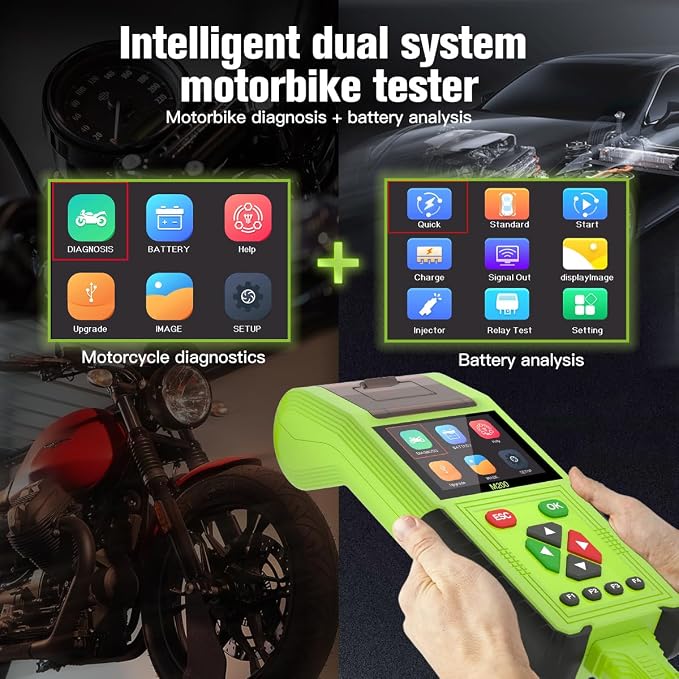 2023 TopDiag M200 Motorcycle Diagnostic Scanner Moto Fault Code Reader Battery Tester Motoscan Tool (Full Version)