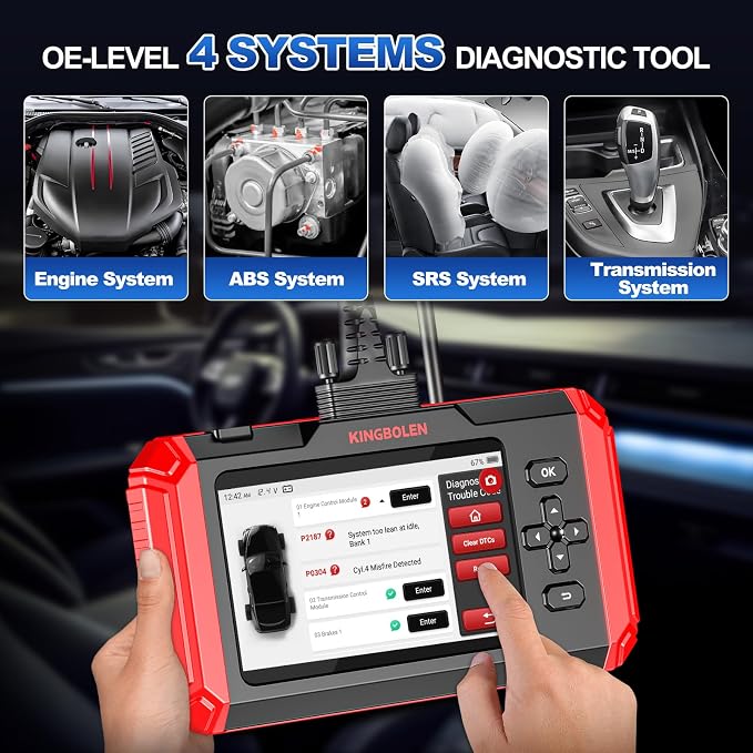 KINGBOLEN OBD2 Scanner S800 Car Scanner, OBD2 Diagnostic Scan Tool with 15 Reset, Oil Brake Throttle Service, Engine ABS SRS Transmission Code Reader, Battery Test, AutoVIN, Lifetime No Charge Update