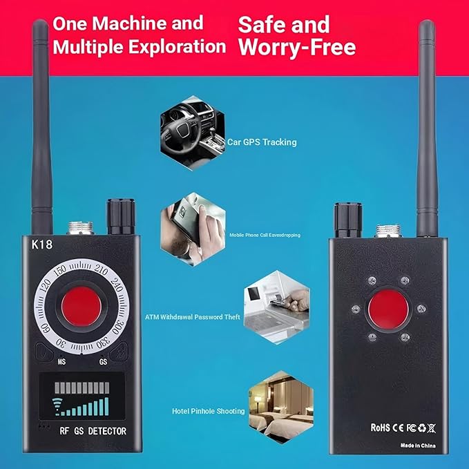 Hidden Camera Detector, GPS Tracker, and Infrared Camera Three in one Anti spy Detector for Easy Portability. Suitable for Hidden Device detectors in Airbnb, Hotels, bathrooms, Homes, and Offices