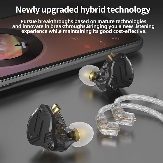 KZ ZS10 Pro X Gaming Earbuds, KZ in Ear Monitor,Upgraded 4BA 1DD in Ear Monitor Wired Headphone Multi Driver IEM Earphone with Silver-Plated Recessed 2Pin Cable for Audiophile (Dark, with Mic)