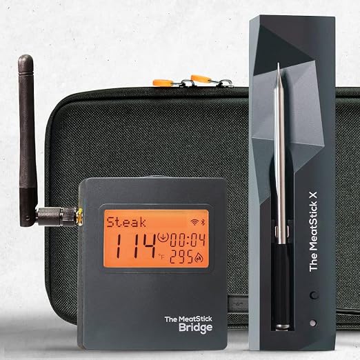 MeatStick X WiFi Travel Kit [Unlimited Range] | Duo Sensors Smart Wireless Meat Thermometer with Bluetooth | for Smoking, Grilling, BBQ, Air Fryer, Deep Frying, Oven, Sous Vide, Rotisserie