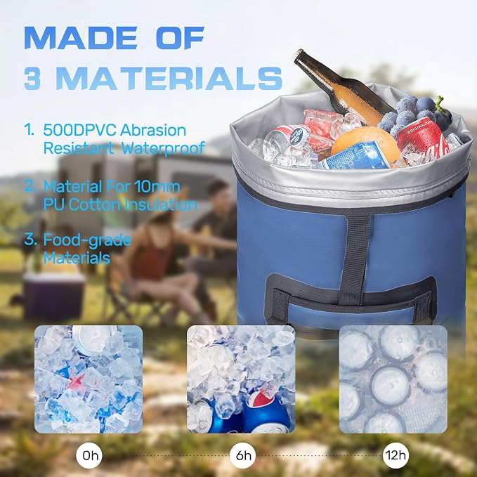 48cans Large Cooler Backpack Insulated Waterproof for Men Women Insulated Backpack Cooler Leak Proof Waterproof for 12 Hours Cooling for Camping Picnic Hiking Beach Travel Kayaking