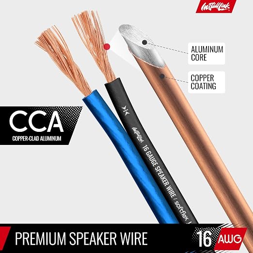 16 AWG Gauge Speaker Wire Cable Stereo, Car or Home Theater, CCA (250 Feet) by Install Link