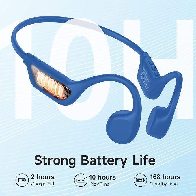 LOBKIN Bone Conduction Headphones Bluetooth 5.4, Open Ear Headphones with Mic, Wireless, 10H Playtime, IPX5 Waterproof Sports Headphones (Blue)