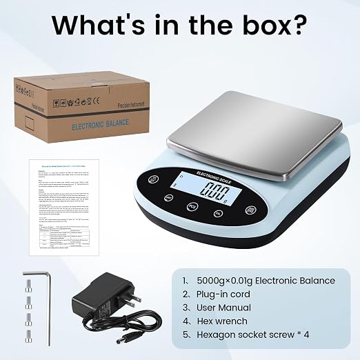 Analytical Balance 5000g x 0.01g Digital Gram Scale 0.01g Accuracy Precision Lab Scale 13 Unit High Precision Digital Scale for Laboratory, Jewelry Weighing