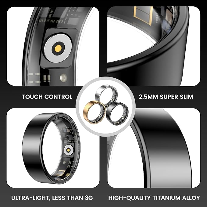 Smart Ring Health Tracker, Sleep&Exercise Monitor Heart Rate,Blood Oxygen,Fitness Trackers for Man&Women -Long Lasting Batteries,Waterproof Sleep Tracking Wearable (Rose Gold, 13)
