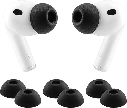 Memory Foam Ear Tips for AirPods Pro 3rd Generation 2025, Ultimate Comfort, Replacement Ear Tips for AirPods Pro 3 Earbuds, 3 Pairs (Black, Large)