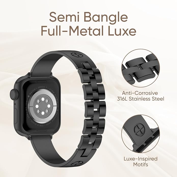Missair Compatible with Apple Watch Band 38mm 40mm 41mm 42mm 44mm 45mm 46mm 49mm, Stainless Steel Metal Strap Women Dressy Bracelet Wristband for iWatch Series 11 10 9 8 7 6 5 4 3 2 1 SE Ultra