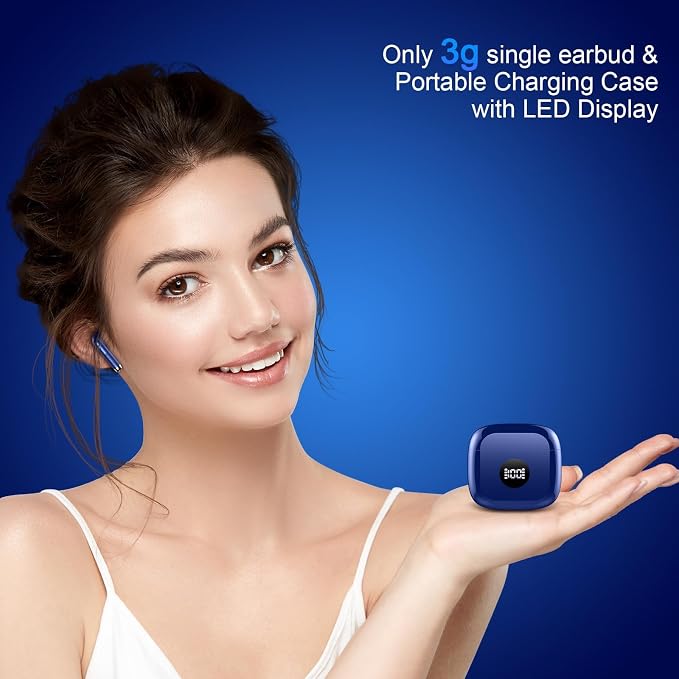 Wireless Earbuds, Bluetooth 5.4 Headphones LED Power Display Ear Buds Bass Stereo, Bluetooth Earbuds in-Ear Noise Cancelling Mic, 40H Playback Mini Case IP7 Waterproof Sports Earphones for Android iOS