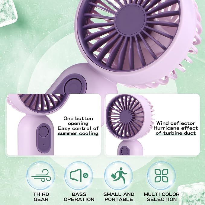 Rossesay 6 Pcs Mini Portable Fan Bulk Cute Handheld Lightweight Small Little Personal Hand Eyelash Fan 3 Speeds USB Rechargeable for Women Men Indoor Outdoor Makeup Travel (Black,Pink,Purple)