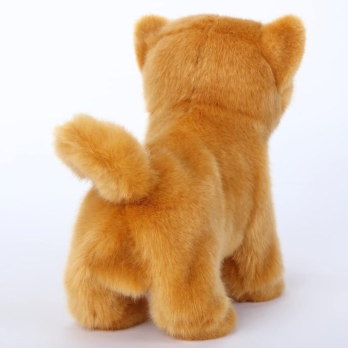 CU-MATE Electronic Stuffed Walking Cats, Realistic Interactive Pet Toy Cat, Walking, Barking, Wagging Tail & Talking, Present Gifts for 3+ Year (Orange Cat)