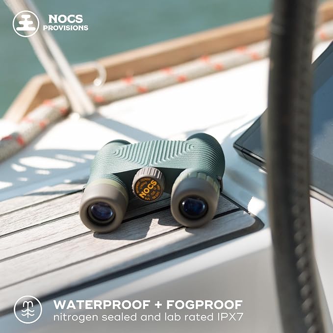Nocs Provisions Standard Issue 8x25 Waterproof Binoculars, 8X Magnification, Bak4 Prism, Wide View Multi-Coated Lenses for Bird Watching, Hiking & Backpacking - Glacial Blue