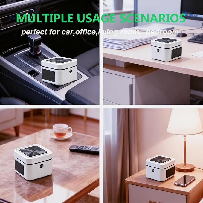 Multifunctional Smokeless Ashtray with HEPA Filter,Rechargeable Air Purifier for Cigarette Smoke,Portable Ashtray for Indoor & Outdoor Use (White)