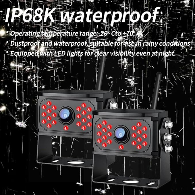 Wireless Backup Camera – Plug & Play, Pre-Wired for Furrion, 4-Channel Split-Screen, 1080P HD 7" Monitor, Wide View & Night Vision & Recording, for Trailer/Camper/Motorhome (2 Camera)