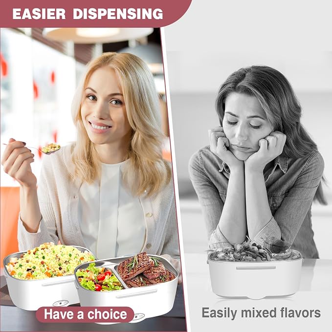 LAVAED Electric Lunch Box for Adults 80W Heatable Lunchbox Warmer Portable for Work Heated Lunchbox Food Heater for Car/Truck/Office/Fast Heating, Portable, BPA Free