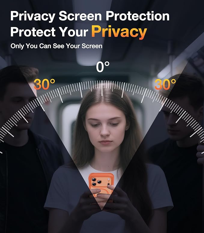 Diaclara Magnetic Designed for iPhone 17 Pro Case 6.3'' [Full Camera Protection] Full Body Bumper,[Compatible with MagSafe] Phone Case w/Built-in Privacy Screen Protector,Orange