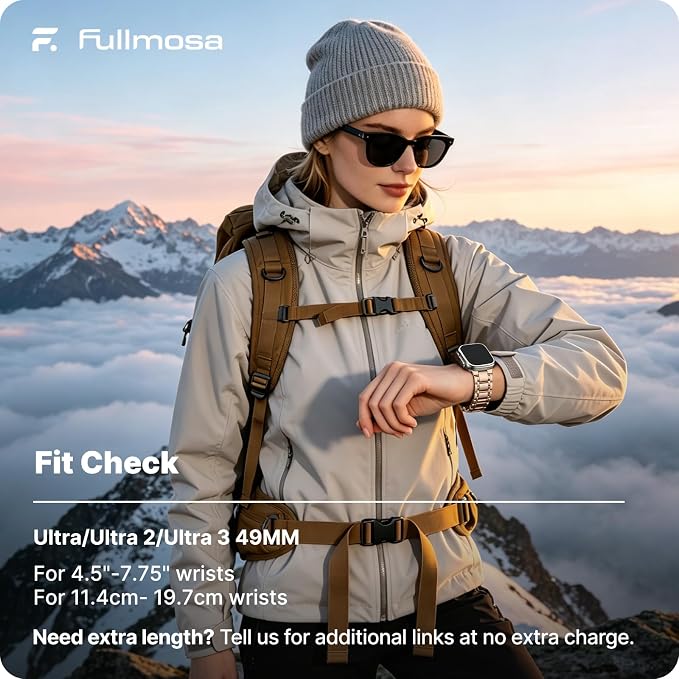 Fullmosa Bands Compatible with Apple Watch Band 49mm Ultra3 2 1, Stainless Steel iWatch Band with Case for Apple Watch, Rose Gold