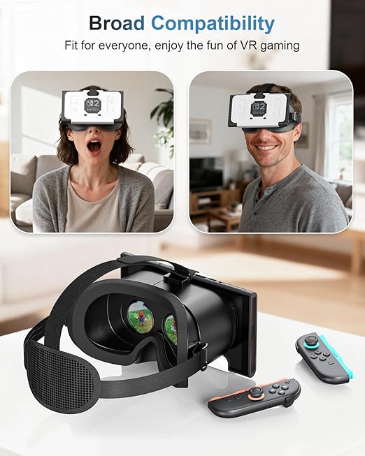 VR Headset Compatible with Nintendo Switch 2 (2025), Switch 2 Virtual Reality VR Glasses with Adjustable HD Lenses and Comfortable Head Strap, Labo VR Kit for Switch 2 Accessories, Black&White