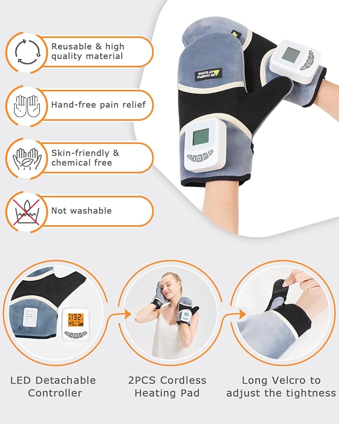 Cordless Heated Gloves for Arthritis Hands, 2PCS Rechargeable Hand Warmers Mittens for Carpal Tunnel, 3-Level Vibration, 104-140℉ Adjustable Temp, 30/45/60Mins Timer, Type-C Cable & Storage Bag