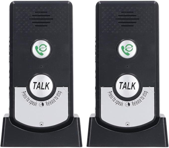 Wireless Intercom System for Home ABS 2 Way Voice Intercom 1000m Range Long Battery Life Indicator Light Intercom Doorbell with 2 Units 2 Bases USB Cable for Home Office Medical Use