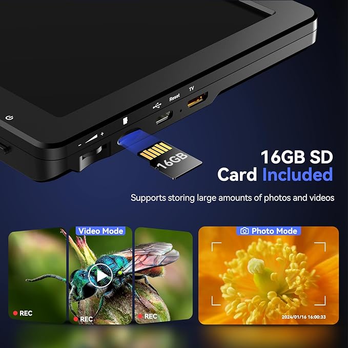 TOMLOV DM9 Max Digital Microscope: 20MP 10.1" 1500X HD IPS Coin Microscope Magnifier for Error Coins with Screen, LCD Soldering Microscopes for Adults, 10 LED Lights, PC Compatible, 16GB