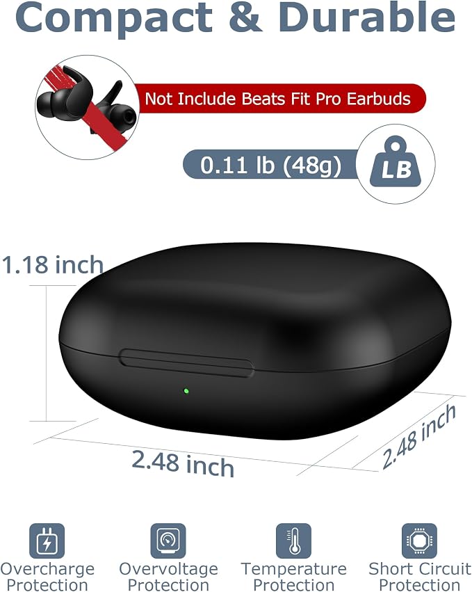 Charging Case Replacement for Beats Fit Pro: 700mAh Wireless Charging Case with Bluetooth Pairing & USB-C Cable