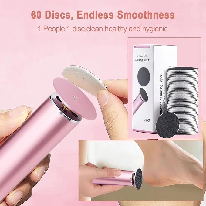 Electric Foot File 2026 Upgrades Foot Callus Remover,Electric Callus Remover for Feet with 60 Pcs Sandpaper Discs, Foot File with Speed Controller,for Dead Dry Crack Skin Calluses