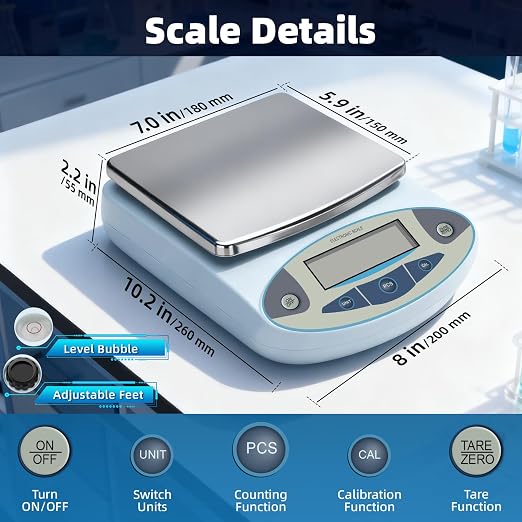 Lab Scale High Accuracy,13 Unit 0.01g High Precision Digital Analytical Balance, Electronic Laboratory Precision Gram Scale Digital Kitchen/Jewelry/Scientific Scale (3000 x 0.01g)