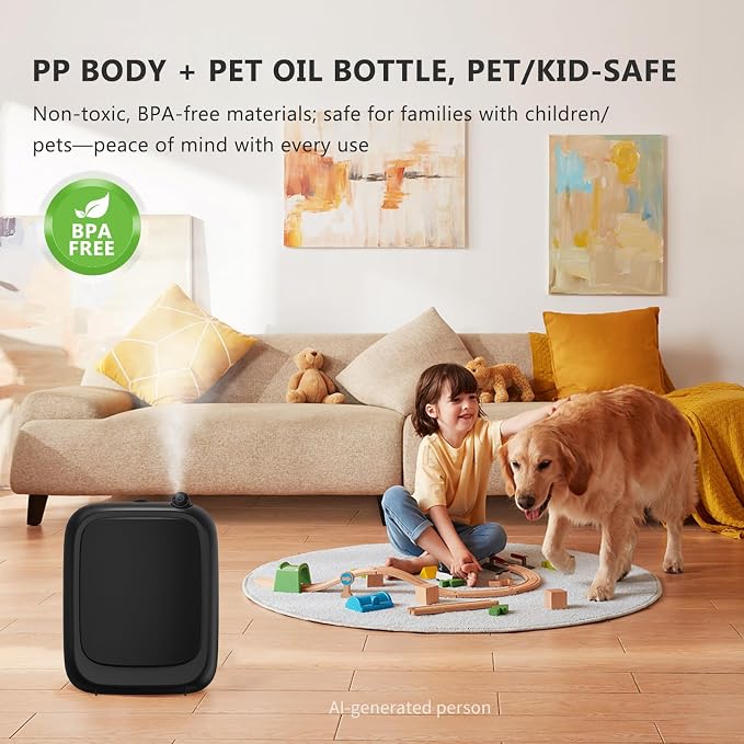 Essential Oil Diffuser for Large Room Hotel Waterless Aroma Diffuser for Home with Bluetooth App Cold Air Aroma Therapy Mist Diffuser Covers 3000 Sq Ft, Black