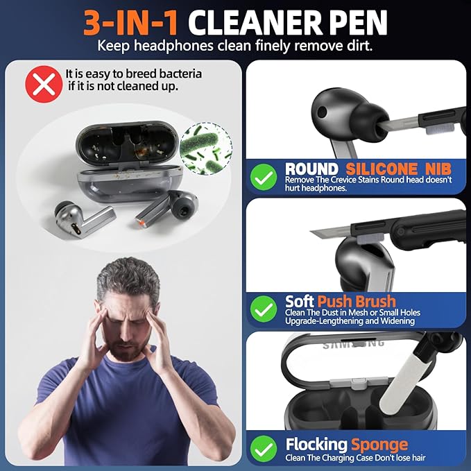 Lock Fit Designed for Samsung Galaxy Buds3 FE (2025) / Buds3 Pro (2024) / Buds 3 Case (2024),with Cleaning kit Full Body Shockproof Carbon Fiber Protection Design