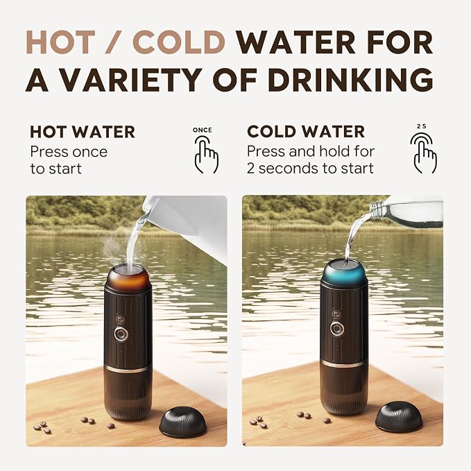 i Cafilas Portable Espresso Machine Self-Heating | Battery Powered Coffee Maker for Camping without Electricity| 2-in-1 Ground Coffee&NS Capsule|19 Bar| USB-C Fast Charge| Black Coffee Maker for Car