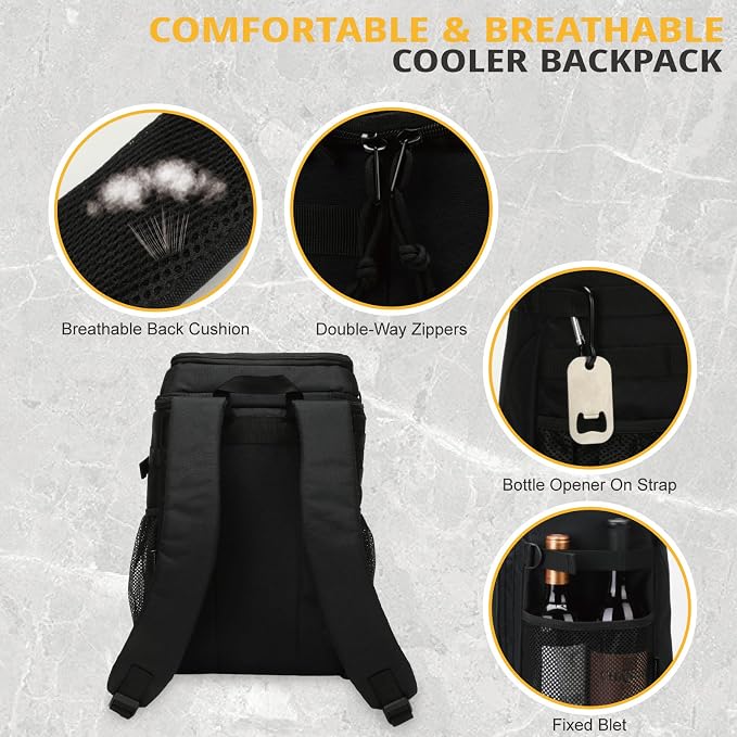 25L Backpack Cooler Keep All Drink Cold for Long Periods of Time Cooler Backpack Insulated Waterproof Portable High Durability Small Cooler Backpack with Compartment for Hiking Camping Beach