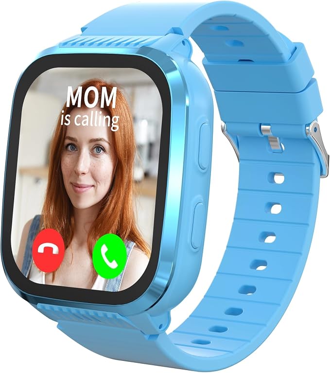 4G Kids Smart Watch Boys with GPS Tracker & Call Phone, Watches for Kids Age 5-12 with SOS Calling, School Mode Parental Controls 12/24 Hr Text Message HD Video Call Voice Chat (Light Blue)