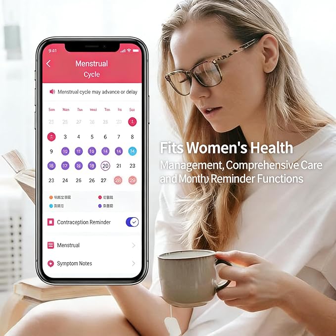 Retro Bluetooth Smart Ring for Women Fitness Tracker Ring with Heart Rate, Sleep Monitoring, Blood Oxygen, Step Counting for iOS and Android (Pink, 8#)
