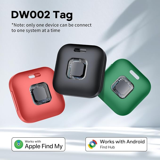 Hoxe Dual System (iOS & Android) Air Tracker Tags 3 Pack (Colorful), New Key Finder Tracker Tag Work with Apple Find My & Google Find Hub App, Smart Tag Suitable for Key, Bag, Luggage, Pet, Car, etc