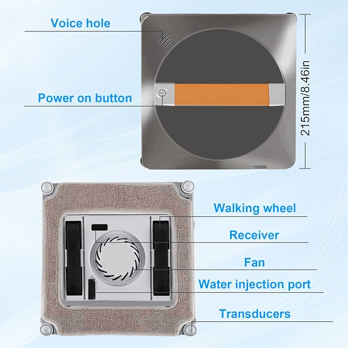 Window Cleaning Robot, Ultra-Thin Design, 5600PA Suction, Automatic Smart Vacuum for Glass, Tiles (Grey)