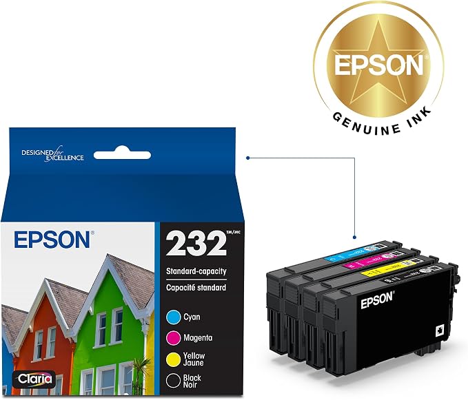 Epson 232 Claria Ink Standard Capacity Black & Color Cartridge Combo Pack (T232120-BCS) Works with Workforce WF-2930,2950 and Expression XP-4200,4205,(Pack of 2)