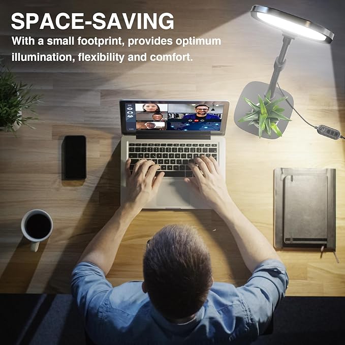 Video Conference Lighting for Zoom Meeting, Ring Light for Desk with Flexible Stand, 30 Light Modes Zoom Lighting for Computer, Desk Ring Light & Memory Function for Video Calls, Live Stream, Webcam