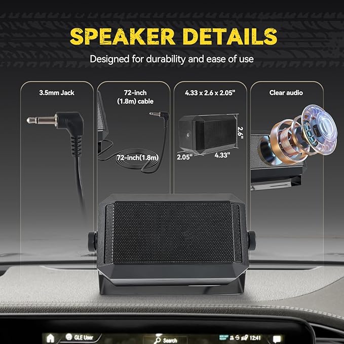 Retevis MB2 CB Radio, Professional AM/FM 40 Channels CB Base Station, 5W Mini External Speaker, Cigarette Lighter and Magnetic Antenna, Squelch ASQ, VOX, Auto-Scan, Long Range CB Radios for Truckers