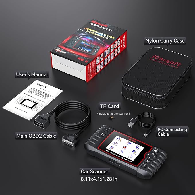 OBD2 Scanner Diagnostic Tool for Most Porsche from 1996-2019, iCarsoft POR II Car Code Reader, Full System Diagnosis Car Scan Tool with Oil Reset/EPB/DP/ETC/SAS, Live Data Graph-Free Update/Repair