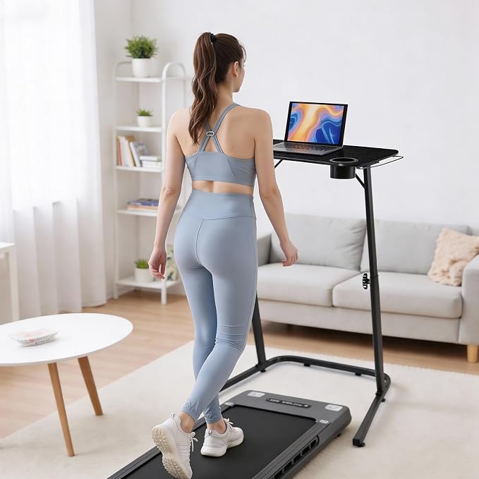 VTORY Treadmill Desk – Adjustable Desk for Walking Pad, Stable & Heavy-Duty Height 30"-47", Portable Walking Pad Desk Table Stand for Home Office & Work with Installation Guide (Black)