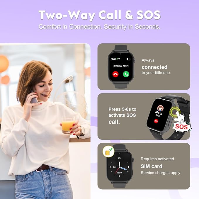 4G Kids Smart Watch for Boys Girls with GPS Tracker, Kid Smartwatch Phone Call SOS Video Call for Kids Birthday Gift Ages 4-12