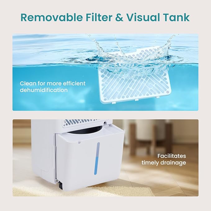 OLIXIS 50Pints Dehumidifier with Drain Hose, Most Efficient Energy Star, 3,500 Sq.Ft Dehumidifier for Basement, 4.5L Tank 41dB, Airflow Swing, Ideal Humidity Remover for Home, Bedroom & Bathroom