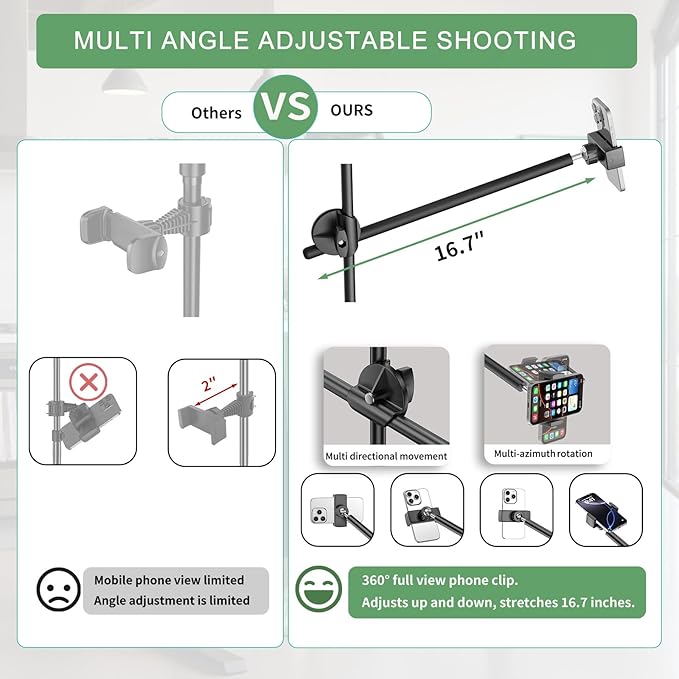 Large Barber Light with72 inch Stand, 55W 6500K Full-Screen Selfie Light Ring with Tripod 360 Phone Holder,Remote Controller,Box Black, (black-011,13)